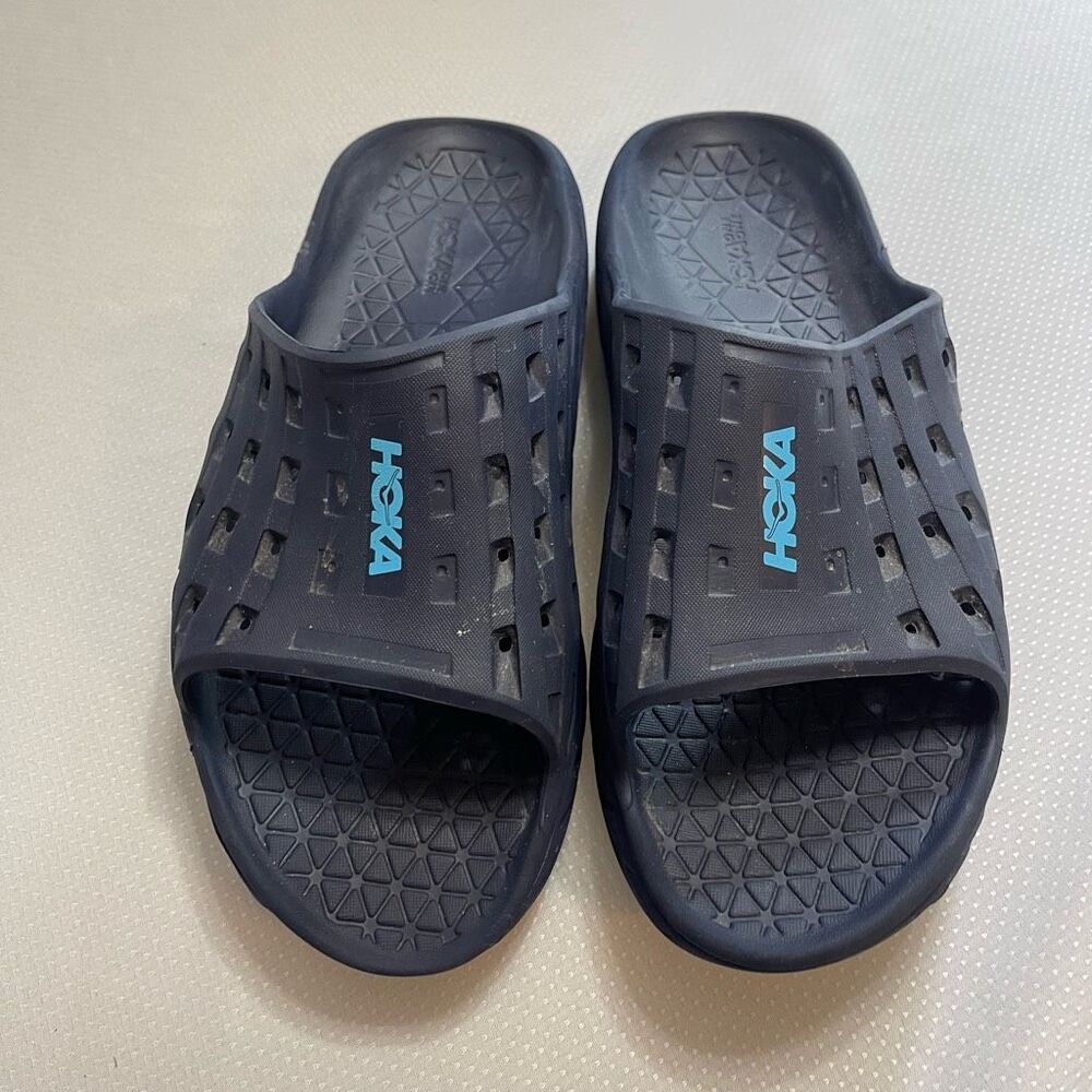 Hoka One One Ora Recovery Navy Blue Sandals Slides Size 13M - Picture 2 of 16